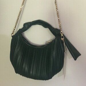 Madison West Forest Green Purse with Chain NWT
